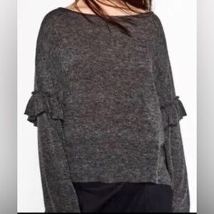 2/$35 Zara Collection Gray Ruffle Sleeve Sweater